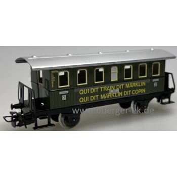 QUI DIT TRAIN DIT MÄRKLIN QUI DIT MÄRKLIN DIT COPIN, 2achsiger Personenwagen aus Blech, 11,4 cm