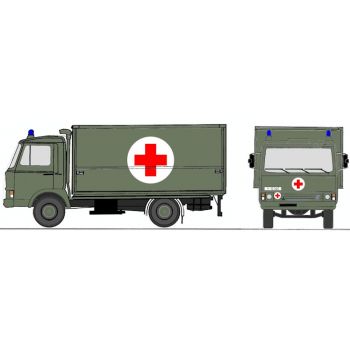 Magirus Deutz 90M5 Zeta, Gerätewagen Rotkreuz der Bundeswehr mit dem Kfz-Kennzeichen Y-123 456
