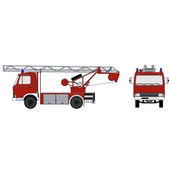 Magirus Deutz 90M5 Zeta, Feuerwehr Drehleiter DL 18 neutral in Feuerrot (RAL3000)