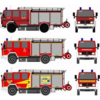 Set Ford Cargo 1320K mit Ziegler-Aufbau LF16 II, Ford Werkfeuerwehr Ford Werke Köln-Niehl, limitierte Sonderserie in Collections-Box