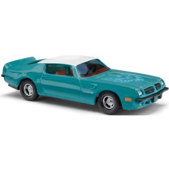 Pontiac Firebird TransAm, dunkeltürkis/weiß, Baujahr 1974