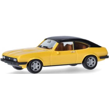 Ford Capri II mit Vinyldach, datonagelb, Dach schwarz