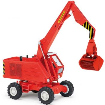 Weimar Mobilbagger T 174-1 mit Rübengreifer, rot/weiß, Baujahr 1974