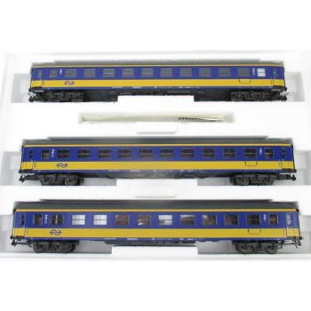 Wagenset 3 Schnellzugwagen ICK der Niederländischen Staatsbahnen NS, 1 Sitzwagen Typ ICK-A 1./2.Klasse, 2 Sitzwagen Typ ICK-B 2.Klasse