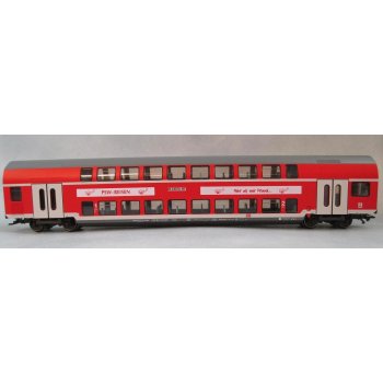 PSW-Reisen Mehr als nur Urlaub? (Doppelstockwagen 1./2.Klasse, rot/grau), mit Werbebedruckung, Polizeisozialwerk