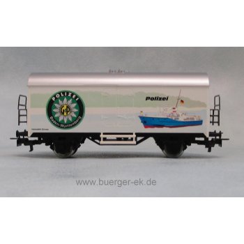 POLIZEI Baden-Württemberg (bunte Abbildung eines Schiffes der Wasserschutzpolizei)