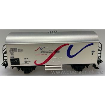 Schwimmverband Württemberg e.V. www.svw-online.com mit rot/lila Streifendesign - Vorsicht an der Beckenkante, Wagen weiß