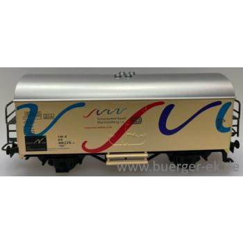 Schwimmverband Württemberg e.V. www.svw-online.com mit blau/rot/lila Streifendesign - Vorsicht an der Beckenkante, Wagen beige