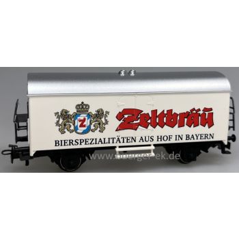 Zeltbräu Bierspezialitäten aus Hof in Bayern, Wappen mit hellblauem Farbton