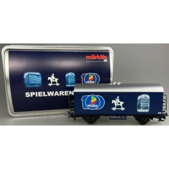 Spielwagen Kurtz 100, wechselseitge Bedruckung: alte bzw. neue Gebäudeanschrift von Spielwaren Kurtz in Stuttgart, in Blechschatulle !!