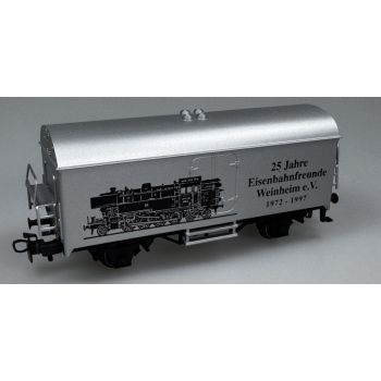 25 Jahre Eisenbahnfreunde Weinheim e.V. 1972-1997, mit schwarz skizzierter Dampflok, (Wagen silbern)