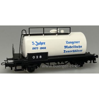 Langener Modellbahn Tauschbörse 5 Jahre 1977-192, Wagen 028, wechselseitige Bedruckung: 1 Seite Schrift in blau, 1 Seite Schrift in rot