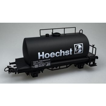 Hoechst - Wagenlaufschild Hoechst Aktiengesellschaft Werk Hoechst Bahnhof Frankfurt, Kesselwagen schwarz