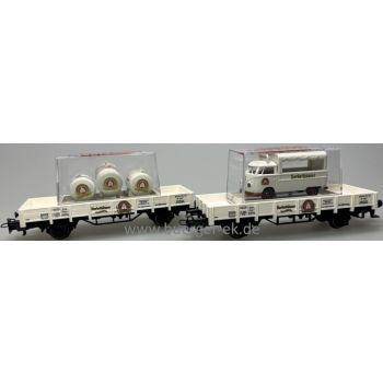 Herbsthäuser Durstlöschzug mit 2 Niederbordwagen: Herbsthäuser Durschtlöschzug mit unterschiedlichen Betr.Nrn., 1x VW T1 Pritsche von Brekina,