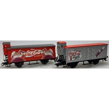 Wagenset Svenskt Coca-Cola 2 Gedeckte Güterwagen mit Bremserhaus: Enjoy Coca-Cola REG.VARUMÄRKEN / Coca-Cola light Enjoy