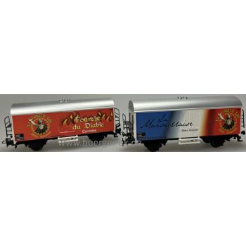 Wagenset La Rouget, Frankreich, 2 Bierwagen SNCF: 1x Fourche du Diable La Rouget de Lisle Bieres Artisanales Cervoise, 1x La MarseMaise Biere blanche