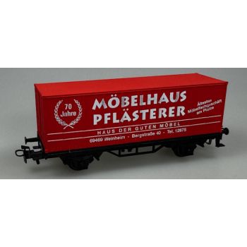 Möbelhaus Pflästerer Ältestes Möbelfachgeschäft am Platze Haus der Guten Möbel 68469 Weinheim 70 Jahre, Container rot! Schrift hellgrau!