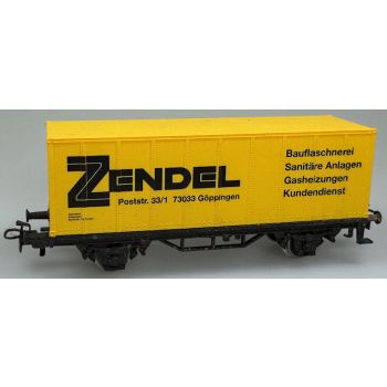 Zendel Göppingen, Bauflaschnerei Sanitäre Anlagen Gasheizungen Kundendienst, Containerwagen dunkelgelb