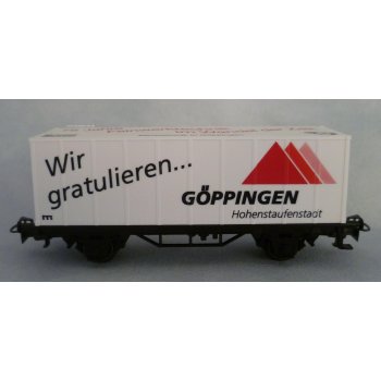 Göppingen Hohenstaufenstadt Wir gratulieren?., bzw. FHTE märklin Technik erfahren?, mit Dachbedruckung 75 Jahre Feinwerktechnik im Wandel der Zeit
