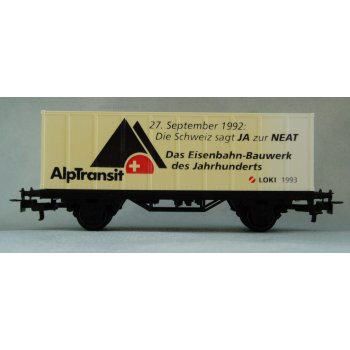AlpTransit 27.Sept.1992 Die Schweiz sagt JA zur NEAT Das Eisenbahn-Bauwerk des Jahrhunderts (Containerwagen)