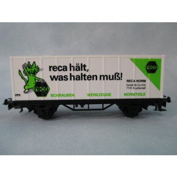 Reca Norm (Längs- und Stirnseiten mit Werbeaufdruck), (Containerwagen)