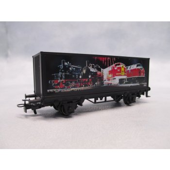 Mit Märklin ins neue Jahrtausend, (Milleniumswagen vom Märklin Museum), Contaierwagen mit glatten Seitenwänden und Dachbedruckung
