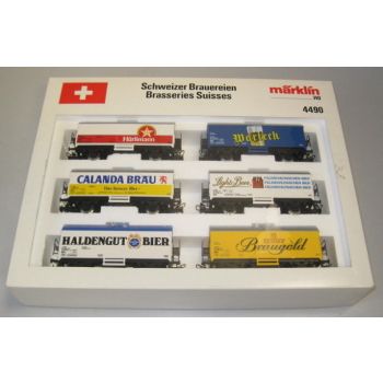Schweizer Brauereien Brasseries Suisses, Inhalt 8 Bierwagen (4415) SBB-CFF: Hürlimann, Warteck, Calanda Bräu, Haldengut Bier, Eichhof Braugold gelb!!,