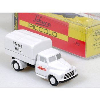 Opel Blitz S3t, Pritsche/Plane, Schuco Messe 2010, weiß, Sondermodell zur Spielwarenmesse 2010, piccolo