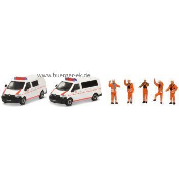 Set DB-Notfallmanagement - 2 VW T5 der DB - Deutsche Bundesbahn mit 5 Figuren