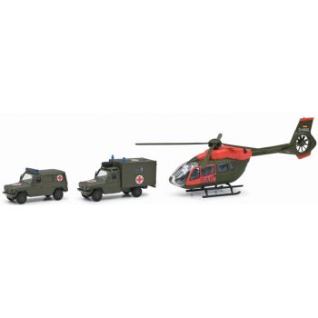 3er Set Military SAR, Hubschrauber EC 145, Mercedes-Benz G-Modell und Mercedes-Benz Wolf