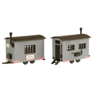 Bauwagen, 2 Stück - Bausatz, L 6,5 x B 3 x H 4,5 cm