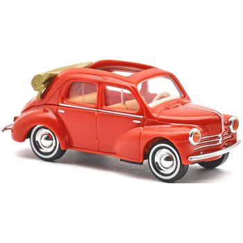 Renault 4CV, Cabrio Limousine, rot, gelbe Scheinwerfer, Frankreich, Baujahr 1954