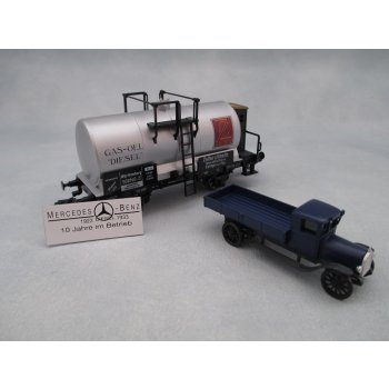 Märklin Museumswagen 1992 mit Metallauto, ZG Zeller&Gmelin (Kesselwagen)