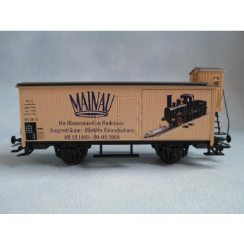 Mainau Blumeninsel im Bodensee, Storchenbein und ICE (Altbaugüterwagen mit Bremserhaus)