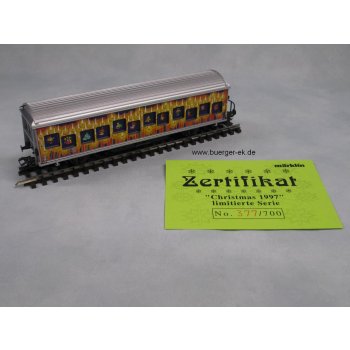 Christmas 97 (Weihnachtswagen Schweiz 1997, Wagen mit speziellen Vertiefungen und bunten batteriebeleuchteten Bildern,