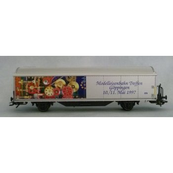 Modelleisenbahn-Treffen Göppingen 10./11. Mai 1997, (Detailabbildung Märklin Baukastenlok, wechselseitig, nur für Fahrtteilnehmer!) (Schiebewandwagen)