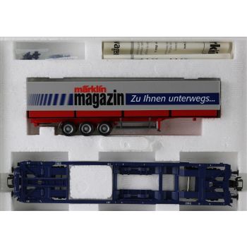Märklin Jahreswagen 2003 - Zu Ihnen unterwegs märklin magazin, Einheitstaschenwagen Sdgkms 707 beladen mit LKW Sattelauflieger