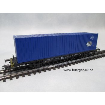 Containerwagen, 2-achsig, mit einem Container TFG, blau