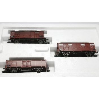 Wagenset Italienische Klassik II, 3 ältere Güterwagen der italienischen Staatsbahnen (FS), 1 Offener Güterwagen Typ E, 1 Gedeckter Güterwagen Typ G,