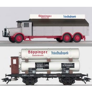Märklin Museumswagen 2004 Göppinger Sauerbrunn, Gaswagen, beiliegend Metallautomodell Hohenstaufenperle