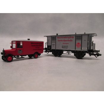 Märklin Museumswagen 1999 mit Metallauto, Württembergische Landesparkasse Stuttgart, Zweigstelle Göppingen