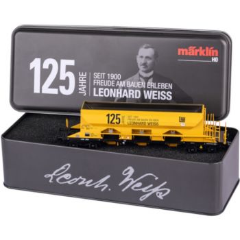 Märklin Museumswagen HO 2025 4-achsiger Drehschieber-Seitenentladewagen Bauart Facns 133, LEONHARD WEISS 125 Jahre Freude am Bauen Erleben, Metalldose