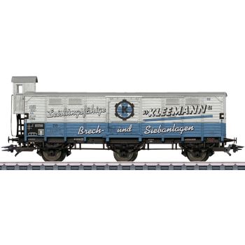 Märklin Museumswagen HO 2026 Gedeckter Güterwagen Bauart G07, KLEEMANN Leistungsfähige Brech- und Siebanlagen Göppingen, mit VW Bulli, in Metalldose,