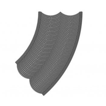 Straßenplatte Kopfsteinpflaster, 45 Grad Kurve, Radius 12 cm, Länge 20 cm, Breite 20,0 cm, vorbildgerechte Alterung