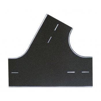 Straßenplatte Einmündung, Asphalt, 60 Grad Einmündung, Länge 22 cm, Breite 19,5 cm, vorbildgerechte Alterung