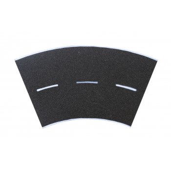 Straßenplatte Asphalt, 45 Grad Kurve, Radius 12 cm, Länge 20 cm, Breite 20,0 cm, vorbildgerechte Alterung