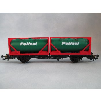 POLIZEI (Containerwagen mit 2 abnehmbaren grünen Tankcontainern mit rotem Rahmengestell)