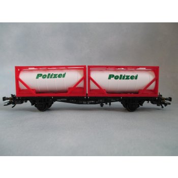 POLIZEI (Containerwagen mit 2 abnehmbaren weißen Tankcontainern mit rotem Rahmengestell)