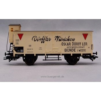 Dörffler Würstchen, Oscar Dörffler Aktiengesellschaft Bünde i.Westf. (Gedeckter Güterwagen mit Bremserhaus)