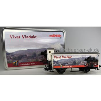 Vivat Viadukt Altenbeken 2005, Gedeckter Altbaugüterwagen mit Bremserhaus, verpackt in spezieller Blechschatulle